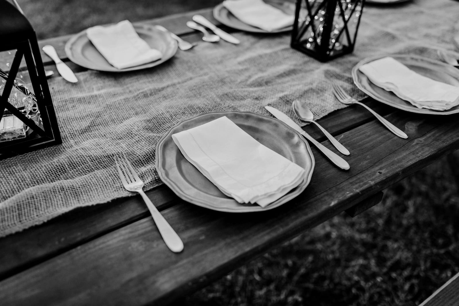 Rented place settings and tableware styled on a table